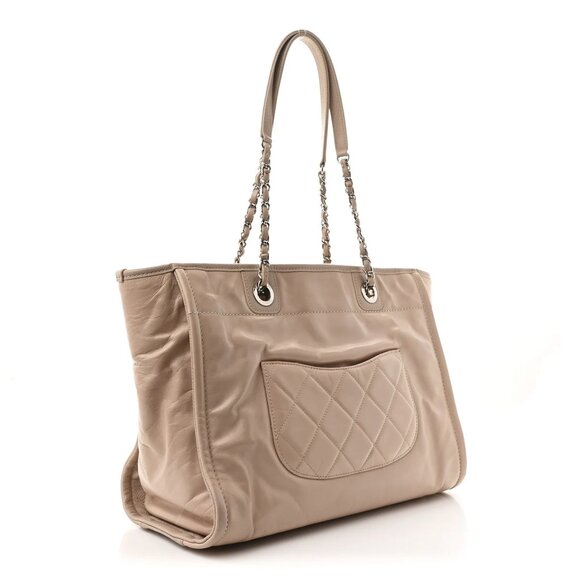 Chanel Glazed Calfskin Small Deauville Tote Light Pink Shopper Shoulder Bag - Picture 2 of 10